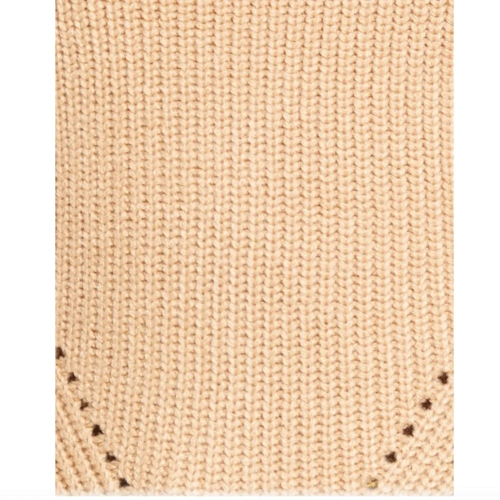 WAYF Leland Tie Back Puff Sleeve Sweater Camel M